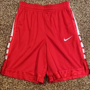 Nike Red and White Basketball Shorts with Elastic Waistband Size: Youth XL
